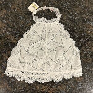 NWT Free People Intimately Sheer White Lace Halter Top Medium New